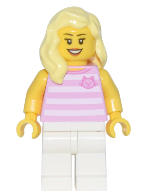 Lego, Minifigure, Star Wars, Bricklink Designer Program, Skyline Express Rider - Female, Bright Pink Striped Shirt with Cat Head, White Legs, Bright Light Yellow Hair, bdp018