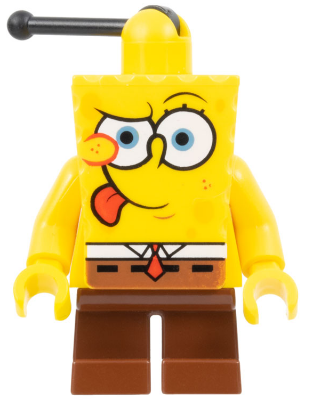 Lego, Minifigure, SpongeBob SquarePants, SpongeBob - Intent Look, Tongue Out, BOB008