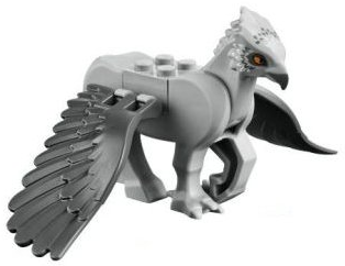 Lego, Minifigure, Harry Potter, Hippogriff, Dark Bluish Gray Wings, Beak, Dark Bluish Gray and White Feathers, Bright Light Orange Eyes Pattern, HP Buckbeak, buckbeakc02