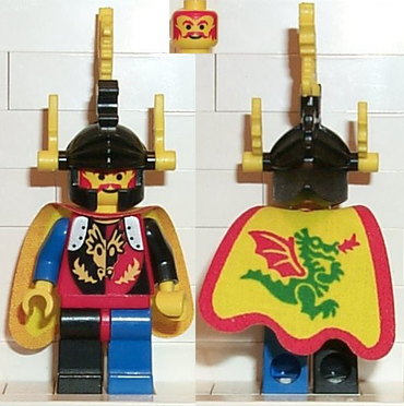 Lego, Minifigure, Castle, Dragon Knights, Dragon Knights - Dragon Master, Yellow Plumes, Dragon Cape, cas001