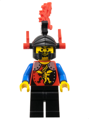 Lego, Minifigure, Castle, Dragon Knights, Dragon Knights - Knight 2, Black Legs, Black Dragon Helmet, Red Plumes, cas017