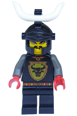 Lego, Minifigure, Knights Kingdom I, Cedric the Bull (Robber Chief), Black Dragon Helmet, Horns, CAS046