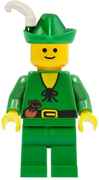 Lego, Minifigure, Castle, Forestman - Pouch, Green Hat, White Feather, cas124