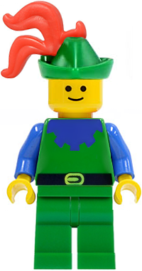 Lego, Minifigure, Castle, Forestman, Blue, Green Hat, Red 3-Feather Plume, cas133