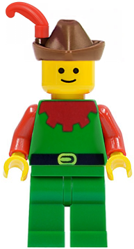 Lego, Minifigure, Castle, Forestman, Red, Brown Hat, Red Feather, cas139