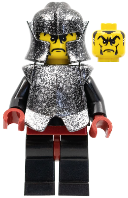 Lego Minifigure, Castle, Knights Kingdom II, Shadow Knight, Speckle Black-Silver Armor and Helmet, cas271