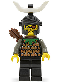Lego, Minifigure, Castle, Knights Kingdom I, Gilbert the Bad, Black Dragon Helmet, Horns, Quiver, CAS279