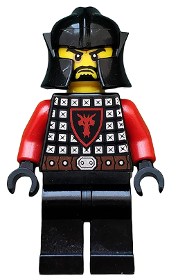 Lego Minifigure, Castle, Kingdoms, Dragon Knight Scale Mail with Dragon Shield, Cheek Protection Helmet, Black Beard, CAS522