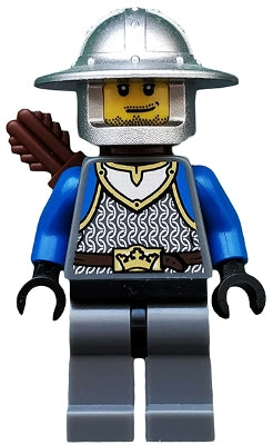 Lego Minifigure, Castle, Kingdoms, Castle - King's Knight Scale Mail, Crown Belt, Helmet with Broad Brim, Quiver, Smirk and Stubble Beard, CAS531