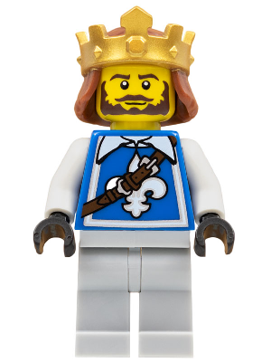 Lego, Minifigure, Collectible Minifigures, Toys-R-Us Exclusive, Warriors, Warrior - King with Fleur-de-lis Vest, Crown, Dark Brown Beard, COL261