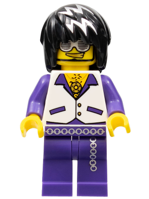 Lego, Minifigure, Collectible, Musician - Male, White Vest with Dark Purple Open Shirt, Dark Purple Pants with Silver Trim, COL267