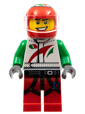 Lego, Minifigure, Toys 'r' US, Race Car Driver, White Octan Racing Suit with Octan Logo, Black Leg Straps with Carabiner, COL270