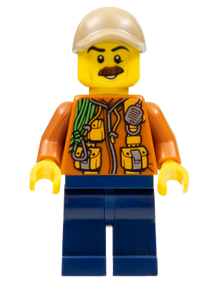 Lego, Minifigure, Toys 'r' US, City Jungle Explorer - Dark Orange Jacket with Pouches, Dark Blue Legs, Dark Tan Cap with Hole, Reddish Brown Moustache, COL311