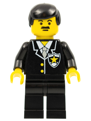 Lego, Minifigure, Town, Police - Suit with Sheriff Star, Black Legs, Black Male Hair, cop011