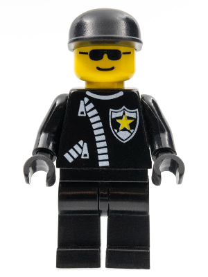 Lego, Minifigure, Town, Town Jr., Police, Zipper with Sheriff Star, Black Cap, Black Sunglasses, cop041