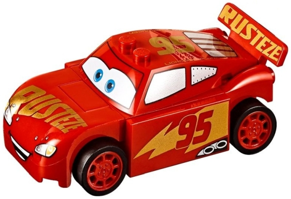 Lego, Minifigure, Disney, Cars 3, Lightning McQueen - Red, 'RUSTEZE' in Heavy Script, CRS011