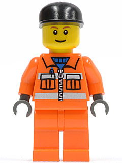 Lego, Minifigure, City, Town, Sanitary Engineer 3 - Orange Legs, CTY0051