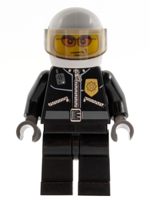 Lego, Minifigure, City, Police - City Leather Jacket with Gold Badge, White Helmet, Trans-Brown Visor, Orange Sunglasses, CTY0102