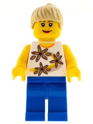 Lego, Minifigure, City, Yellow Flowers - Tan Ponytail, Blue Legs, CTY0130