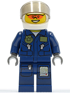 Lego, Minifigure, City, Town, Police, Forest Police, Helicopter Pilot, Dark Blue Flight Suit with Badge, Helmet, CTY0267