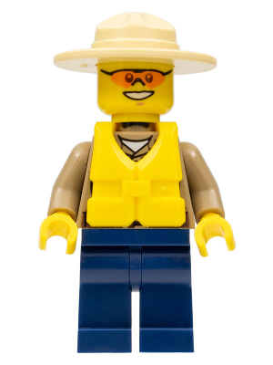 Lego, Minifigure, City, Forest Police, Dark Tan Shirt with Pockets, Radio and Gold Badge, Dark Blue Legs, Campaign Hat, Orange Sunglasses, Life Jacket Center Buckle, CTY0284