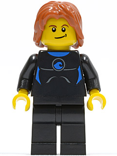 Lego, Minifigure, City, Town, Coast Guard, Surfer in Wetsuit, Dark Orange Tousled Hair, Crooked Smile, CTY0407