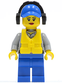 Lego, Minifigure, City, Coast Guard City - Crew Member Female, Blue Cap with Hole, Headphones, CTY0410