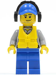 Lego, Minifigure, City, Coast Guard City - Crew Member Male, Blue Cap with Hole, Headphones, CTY0418