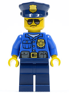 Lego, Minifigure, City, Police, Police - City Officer, Gold Badge, Police Hat, Sunglasses, CTY0450