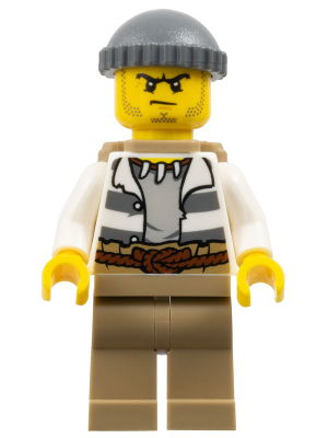 Lego, Minifigure, City, Swamp Police - Crook Male with Dark Bluish Gray Knit Cap and Backpack, cty0522