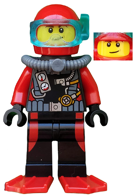 Lego, Minifigure, City, Scuba Diver, Male, Red Flippers, cty0558