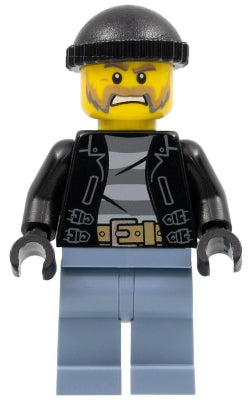 Lego, Minifigure, City, Police, Bandit Male with Brown and Gray Beard, Black Knit Cap, CTY0621