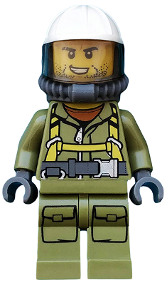 Lego, Minifigure, City, Town, Volcano Explorer - Male Worker, Suit with Harness, Construction Helmet, Breathing Neck Gear with Yellow Air Tanks, Trans-Brown Visor, Stubble, CTY0686