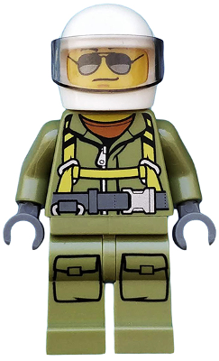Lego, Minifigure, City, Town, Volcano Explorer - Male Worker, Suit with Harness, White Helmet, Trans-Brown Visor, Sunglasses, CTY0697