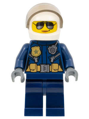 Lego, Minifigure, City, Helicopter Pilot Female, Silver Sunglasses, cty0739