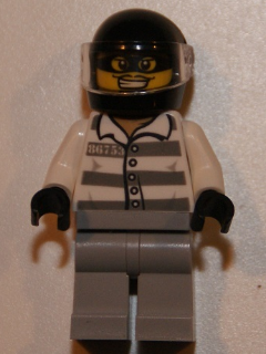Lego, Minifigure, City, Police - Jail Prisoner 86753 Prison Stripes, Black Helmet with Visor, CTY0751