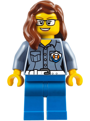 Lego, Minifigure, City, Coast Guard, Female ATV Driver, Reddish Brown Female Hair over Shoulder, CTY0809