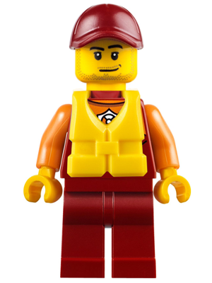 Lego, Minifigure, City, Town, Coast Guard, Lifeguard, Dark Red Cap with Smirk and Life Jacket, CTY0810