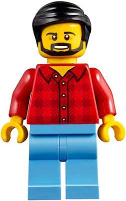 Lego, Minifigure, City, Camper - Male, Red Plaid Flannel Shirt, Medium Blue Legs, Black Smooth Hair, CTY0843