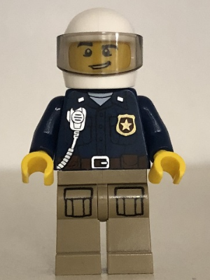 Lego, Minifigure, City, Town, Police, Mountain Police, Officer Male, White Helmet and Smirk, CTY0868