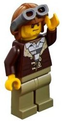 Lego, Minifigure, City, Mountain Police - Crook Male with Lined Jacket over Prisoner Shirt, Aviator Cap with Goggles, CTY0879
