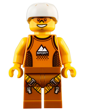 Lego, Minifigure, City, Town, Rock Climber, Orange Tank Top, Dark Orange Legs with Clips, White Sports Helmet, CTY0917