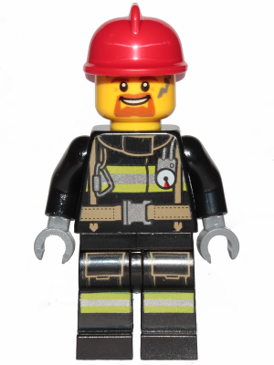 Lego, Minifigure, City, Town, Fire - Reflective Stripes with Utility Belt, Red Fire Helmet, Goatee, CTY0965
