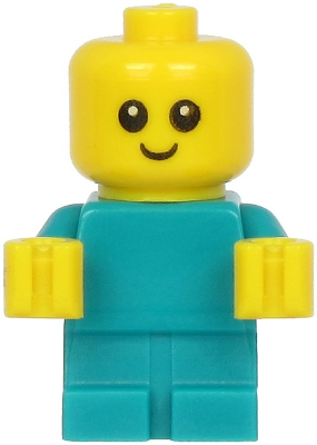 Lego, Minifigure, City, Town, Baby - Dark Turquoise Body with Yellow Hands, cty1186