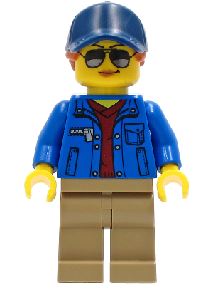 Lego, Minifigure, City, Town, Ground Crew - Female, Blue Jacket over Dark Red V-Neck Sweater, Dark Tan Legs, Dark Blue Cap with Dark Orange Ponytail, cty1265