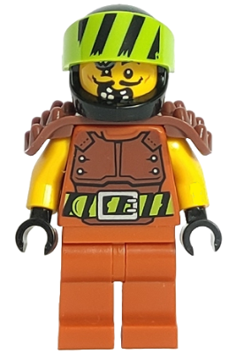 Lego, Minifigure, City, Stuntz, Wallop - Stuntz Driver, Reddish Brown Spiked Shoulder Pads, CTY1318