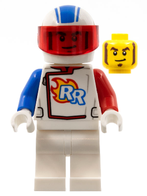Lego, Minifigure, City, Stuntz, Rocket Racer - Stuntz Driver, White Jumpsuit with Blue and Red Arms, White Helmet, Trans-Red Visor, CTY1319