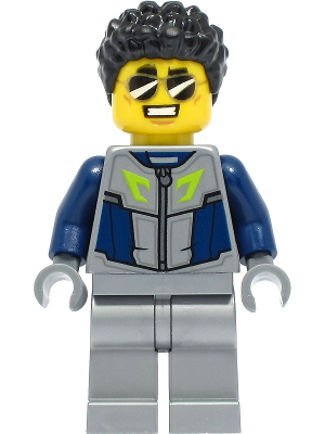 Lego, Minifigure, City, Stuntz, Duke DeTain - Stuntz Driver, Dark Blue and Flat Silver Racing Suit, CTY1329