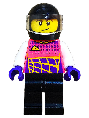 Lego, Minifigure, City, Town, Go-Kart Racer, Coral Racing Suit, Black Helmet and Legs, cty1432
