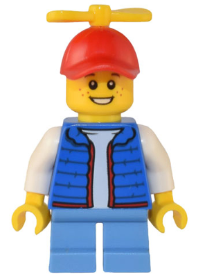 Lego, Minifigure, City, Town, Billy - Blue Vest, Tiny Yellow Propeller, CTY1504